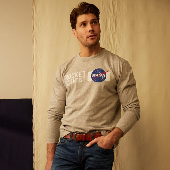 NASA Rocket Scientist Grey Long Sleeve Shirt