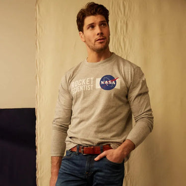 Size: MEDIUM NASA Rocket Scientist Grey Long Sleeve Shirt FINAL SALE SHIPS SAME DAY