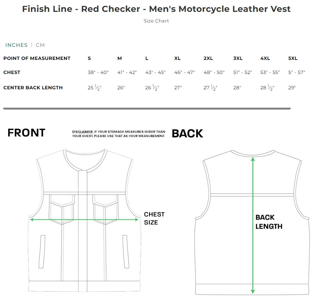 First Mfg Mens Checker Custom Leather Vest