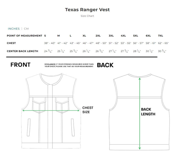 First Mfg Mens Texas Ranger Concealment Leather Vest