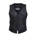 Primary view of Midnight Cowgirl - Womens Premium Leather Vest, shown on plain studio background