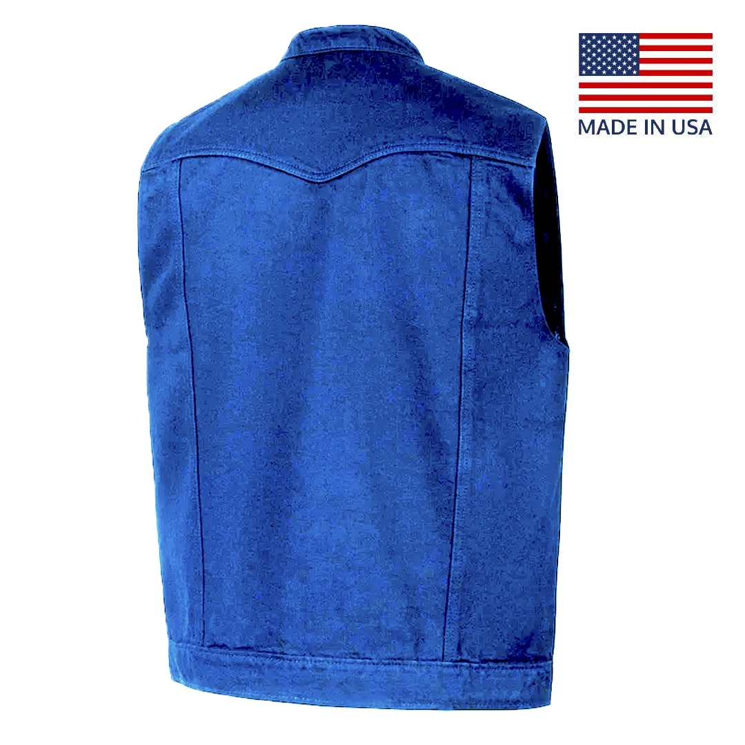 Legendary Ol' Blue Revolution Mens Blue Denim Motorcycle Vest