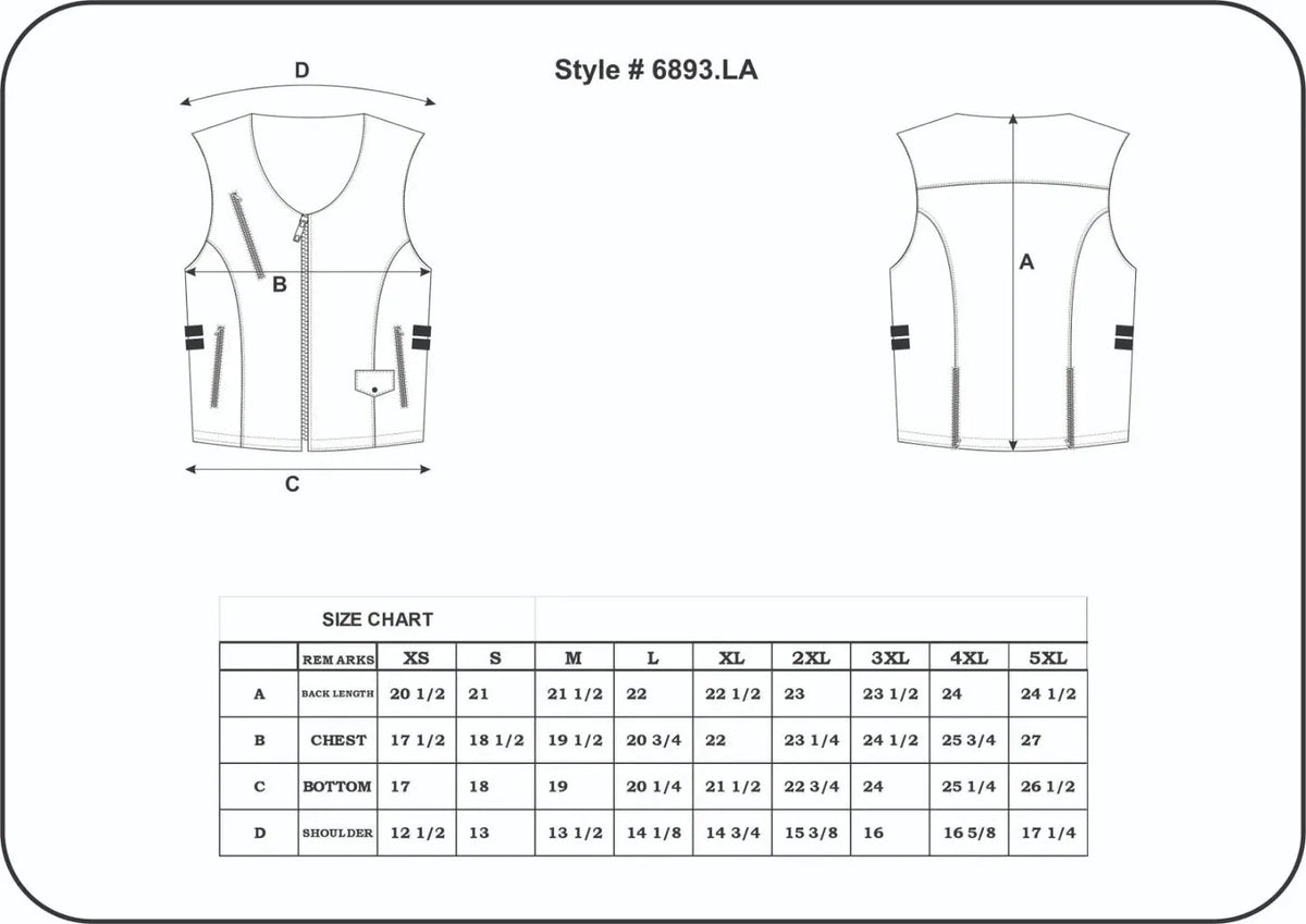 Midnight Cowgirl - Womens Premium Leather Vest — size chart