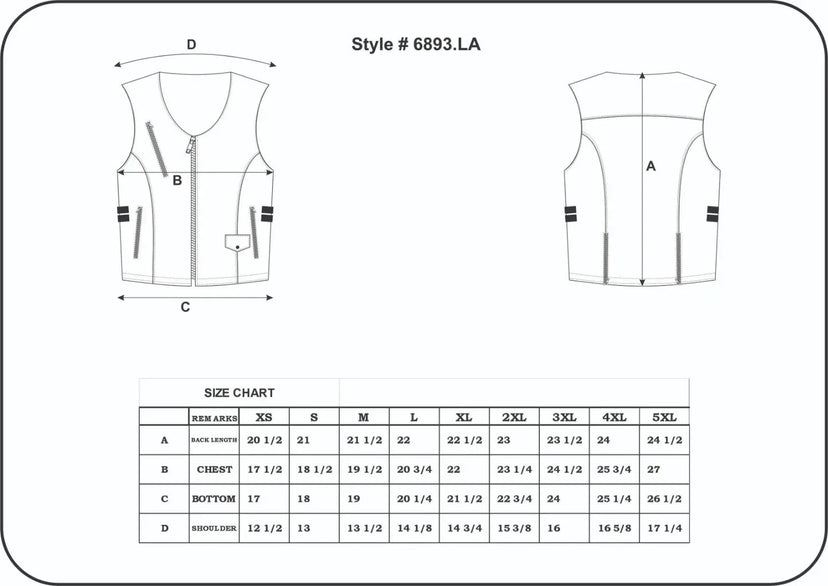 Construction detail of women's leather vest, with closer view of trim and finish