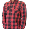 Alternate angle of men's flannel black shirt, showing detailed construction features