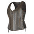 Front-facing view of Rustica - Womens Brown Leather Vest, shown on plain studio background
