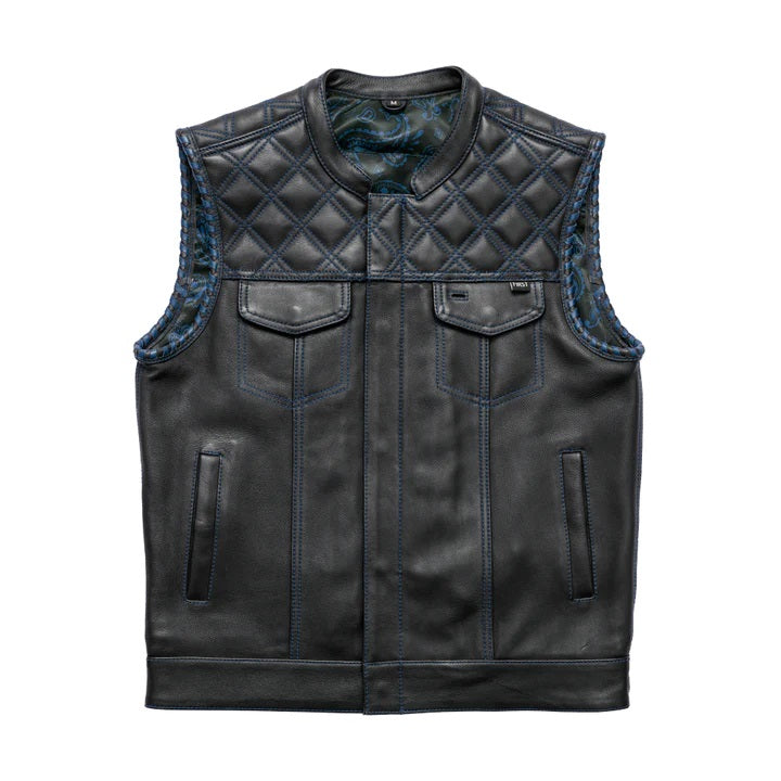 Sinister - Men's Motorcycle Leather Vest Blue
