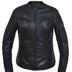 Front view featuring Unik women's black leather motorcycle jacket, shown on plain studio background