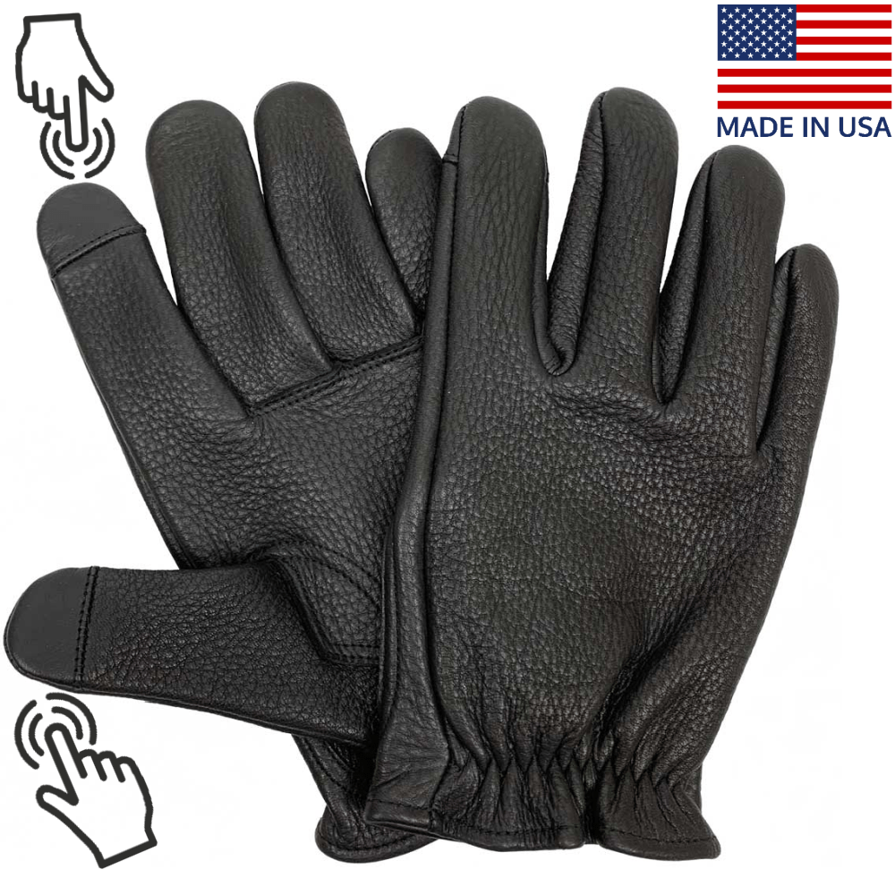 Legendary Mens Deerskin Short Wrist Touchscreen Gloves