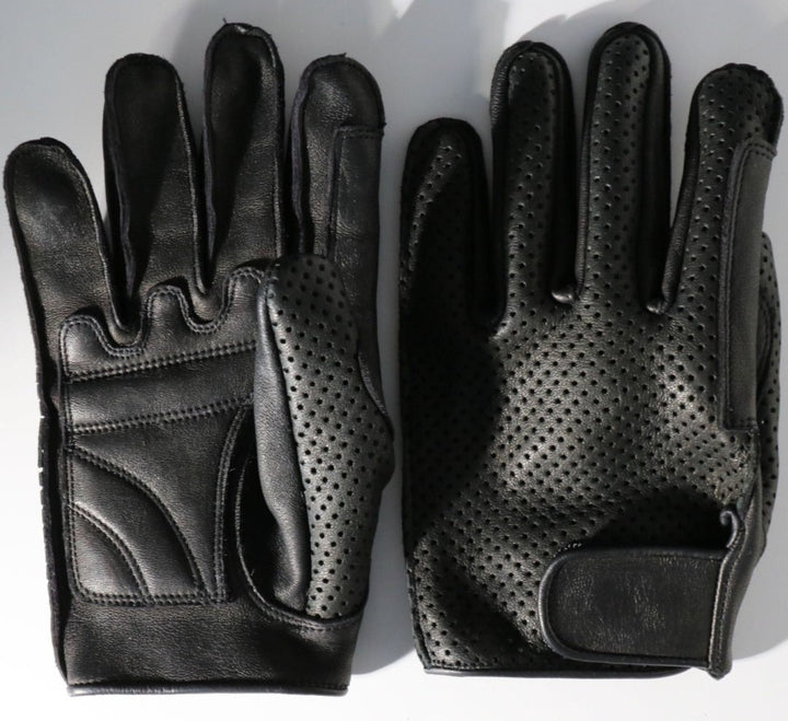 Legendary 'ILL DOZER' Perforated Top Short Wrist Outseam Deerskin Motorcycle Gloves