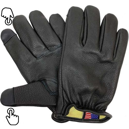 Legendary Mens Deerskin Aramid Lined Short Wrist Touchscreen Gloves