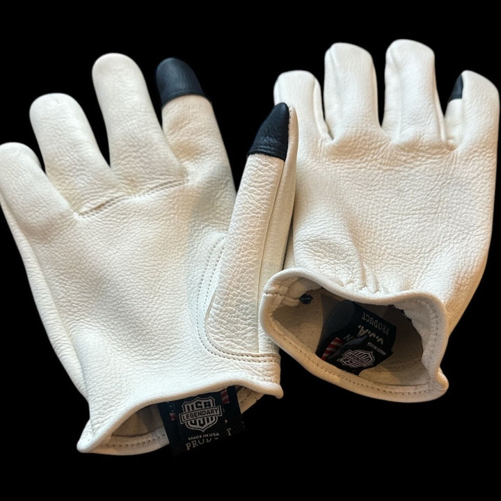 Legendary 'The Cadbury' White Deerskin Short Wrist Touchscreen Gloves