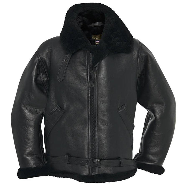 Cockpit USA Men's R.A.F Sheepskin Bomber Jacket in Black