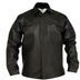 Front view of BECK® 302 Horsehide Riding Shirt in black leather, featuring dual zippered chest pockets and classic collar.