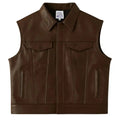 BECK® 501 Trucker Style Genuine Horsehide Motorcycle Vest - Chestnut Brown