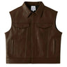 BECK® 501 Trucker Style Genuine Horsehide Motorcycle Vest - Chestnut Brown