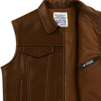 Interior shot of BECK® 501 Chestnut Horsehide Vest highlighting Northeaster label and genuine horsehide patch.