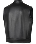 Back view of BECK® 566 black horsehide leather vest showcasing clean, solid panel construction