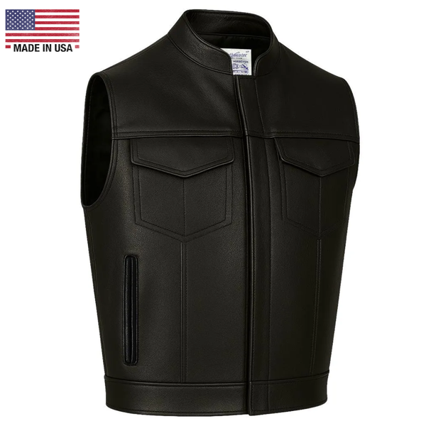 Gilet En Cuir Noir Pour Homme - Taille L - Occasion Excellent état