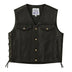 Front view of BECK® Northeaster Flying Togs 588 black horsehide motorcycle vest with snap buttons and side lacing, made in the USA