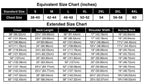 Beck Northeaster Flying Togs 588 Vest size chart with measurements, premium product detail