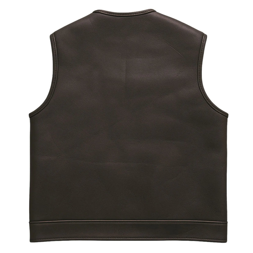 BECK 882 black horsehide motorcycle vest, back view (one-piece back panel)