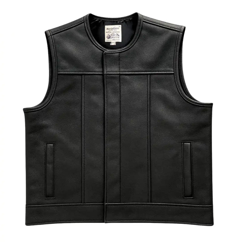 Premium Horsehide Leather Motorcycle Vest – Classic Biker Riding