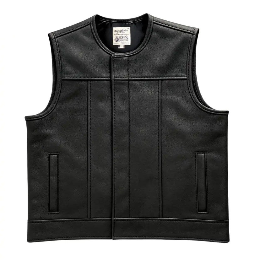 BECK 882 black horsehide motorcycle vest, front view (Made in USA), premium product detail