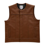 BECK 882 chestnut horsehide motorcycle vest, front view (Made in USA), made in USA