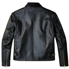 Open view of BECK black horsehide motorcycle jacket, showing additional product detail