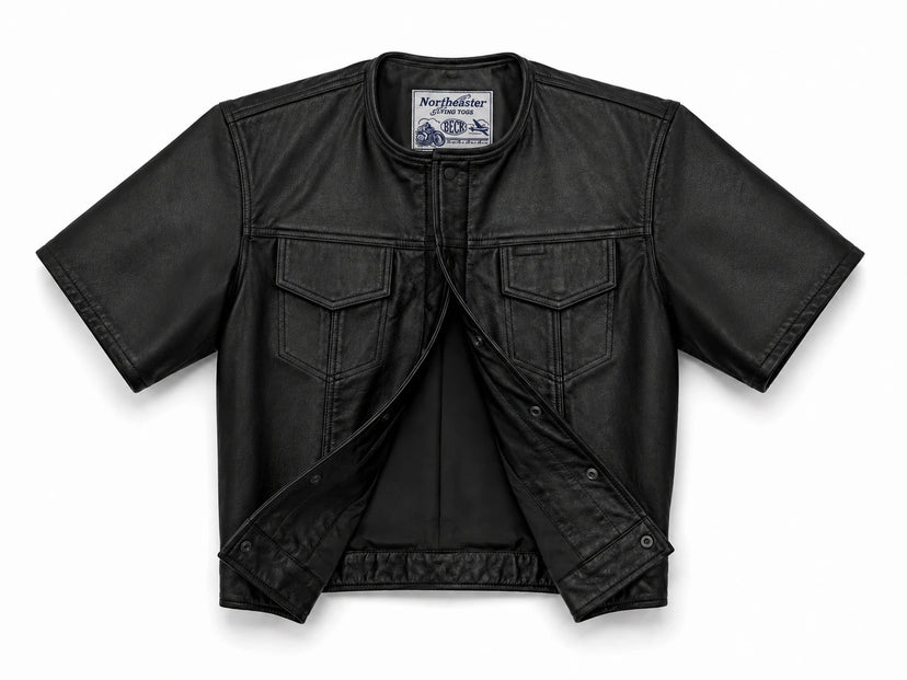 BECK® 202 Horsehide Leather Short Sleeve Riding Shirt shown in a riding setting made in USA — view 5 of 5