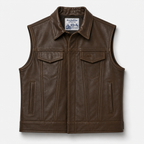 BECK® 501 Trucker Style Genuine Horsehide Motorcycle Vest - Chestnut Brown