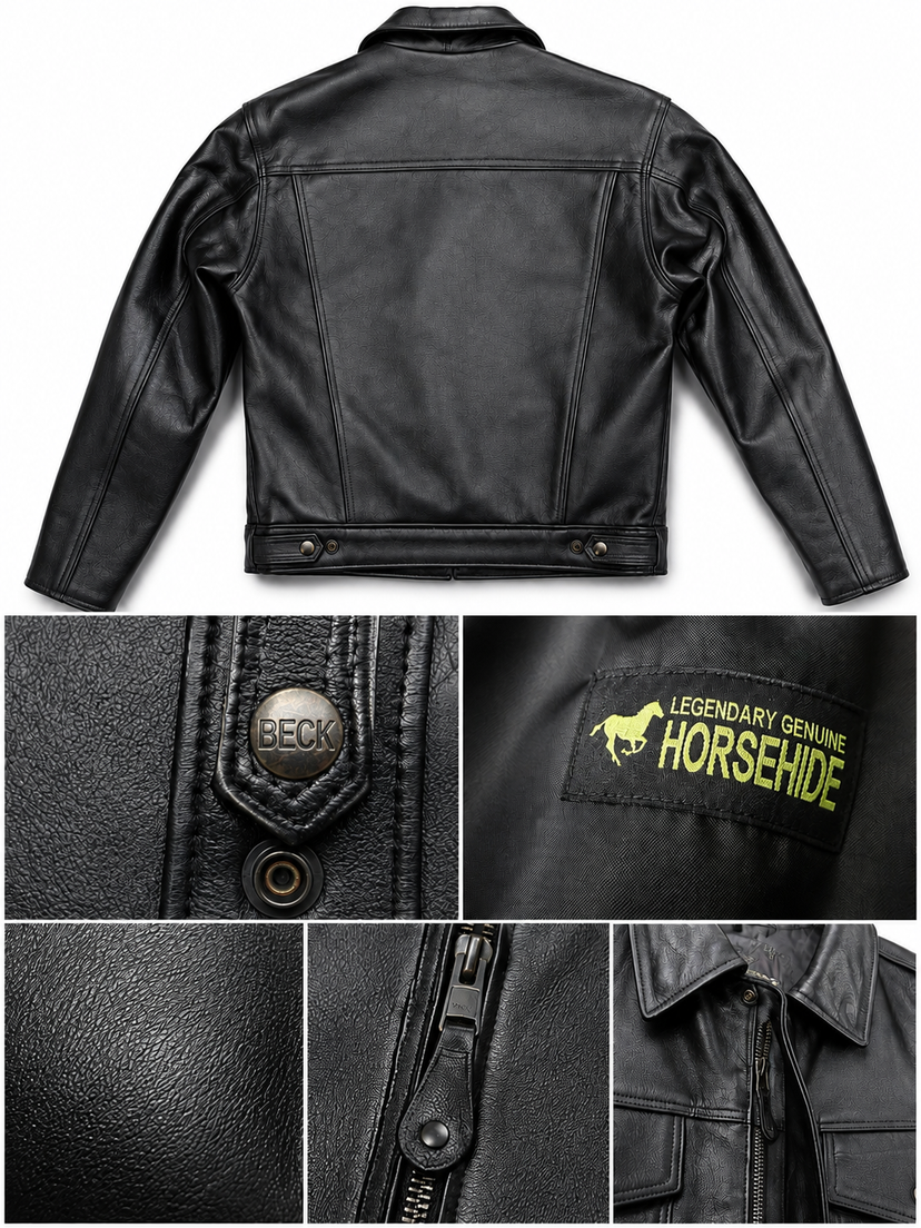 BECK® 501 Trucker Style Genuine Horsehide Motorcycle Jacket