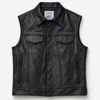 BECK® 501 Trucker Horsehide Motorcycle Vest — Black front view showing the black horsehide design