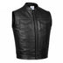 Main view of BECK men's black horsehide leather motorcycle vest, displayed flat for product detail
