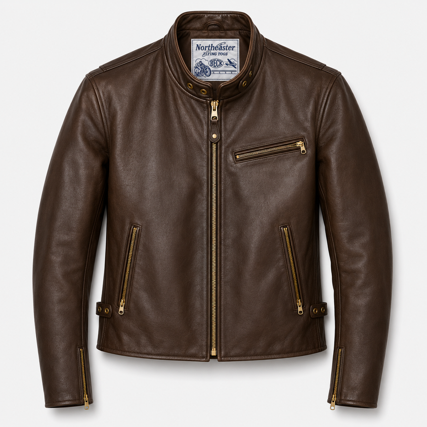 BECK® 732 Northeaster Flying Togs Brown Horsehide Motorcycle Jacket