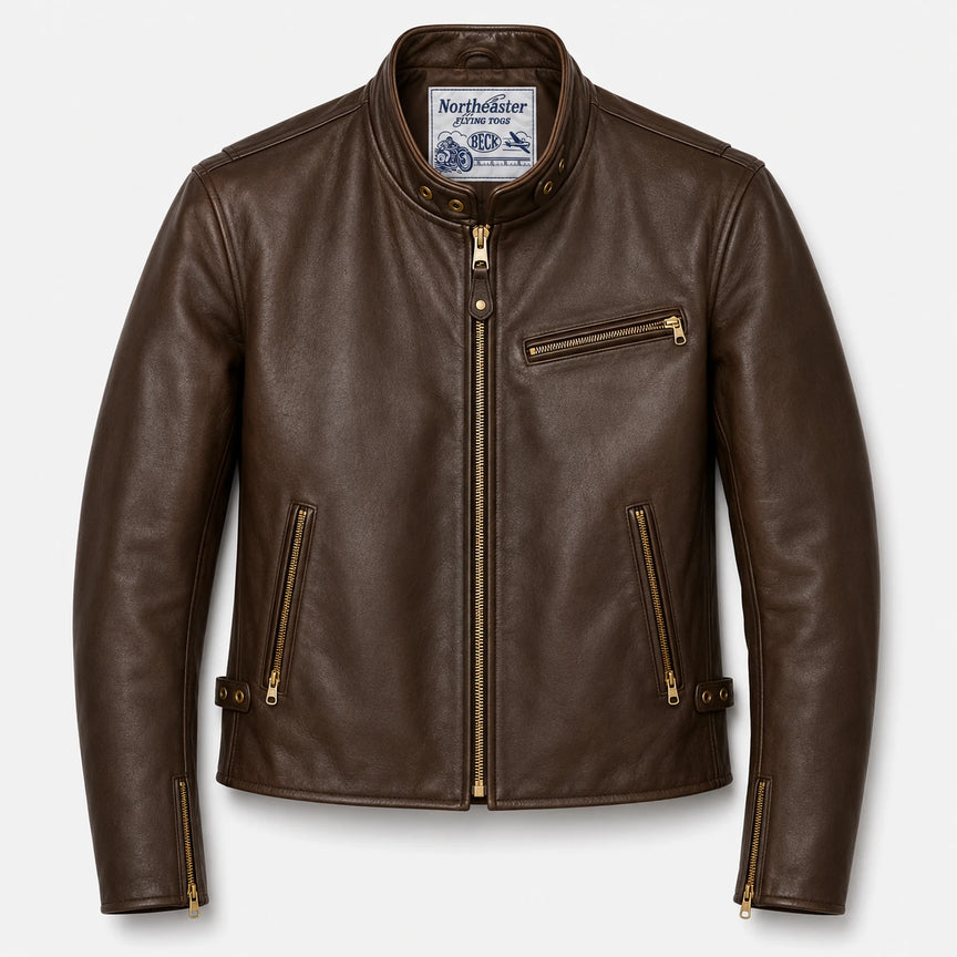 BECK® 732 Northeaster Flying Togs Brown Horsehide Motorcycle Jacket