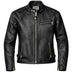Front view showing BECK black horsehide motorcycle jacket, displayed flat for product detail
