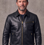 BECK® 777 Northeaster Flying Togs Black Genuine Horsehide Motorcycle Jacket shown worn to show fit and styling