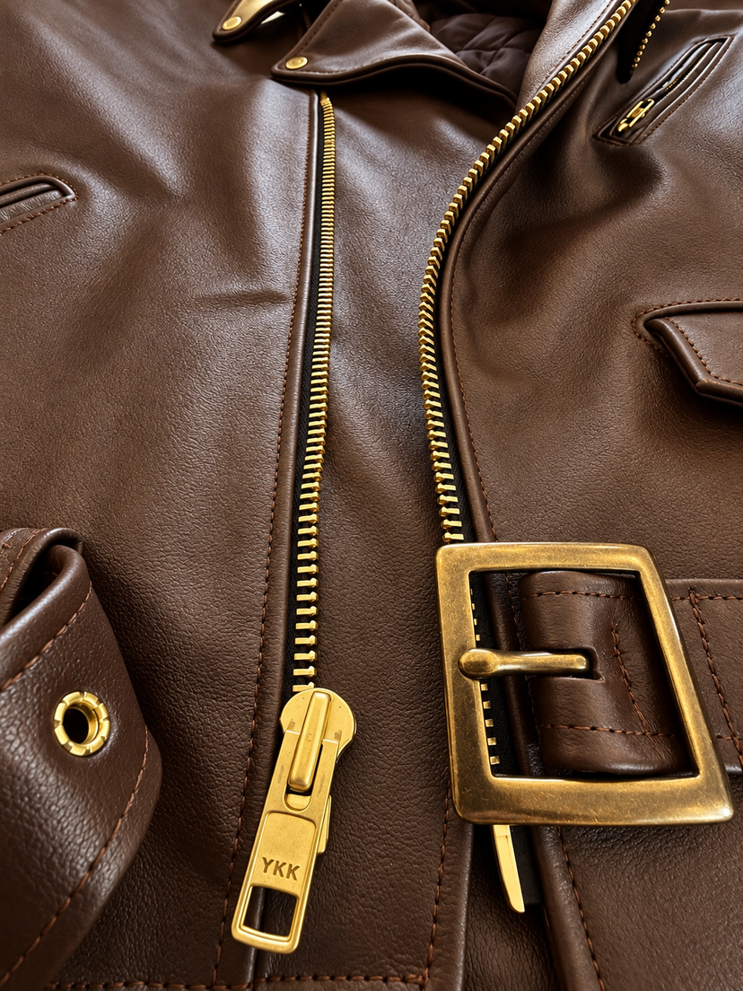BECK® 999 Genuine Horsehide Leather Motorcycle Jacket - Chestnut Brown