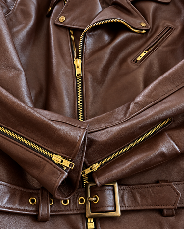 BECK® 999 Genuine Horsehide Leather Motorcycle Jacket - Chestnut Brown
