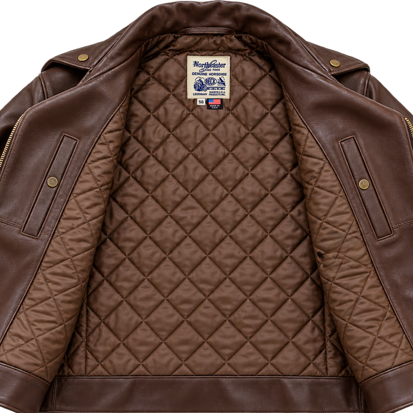 BECK® 999 Genuine Horsehide Leather Motorcycle Jacket - Chestnut Brown