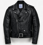 Black leather jacket on a white background