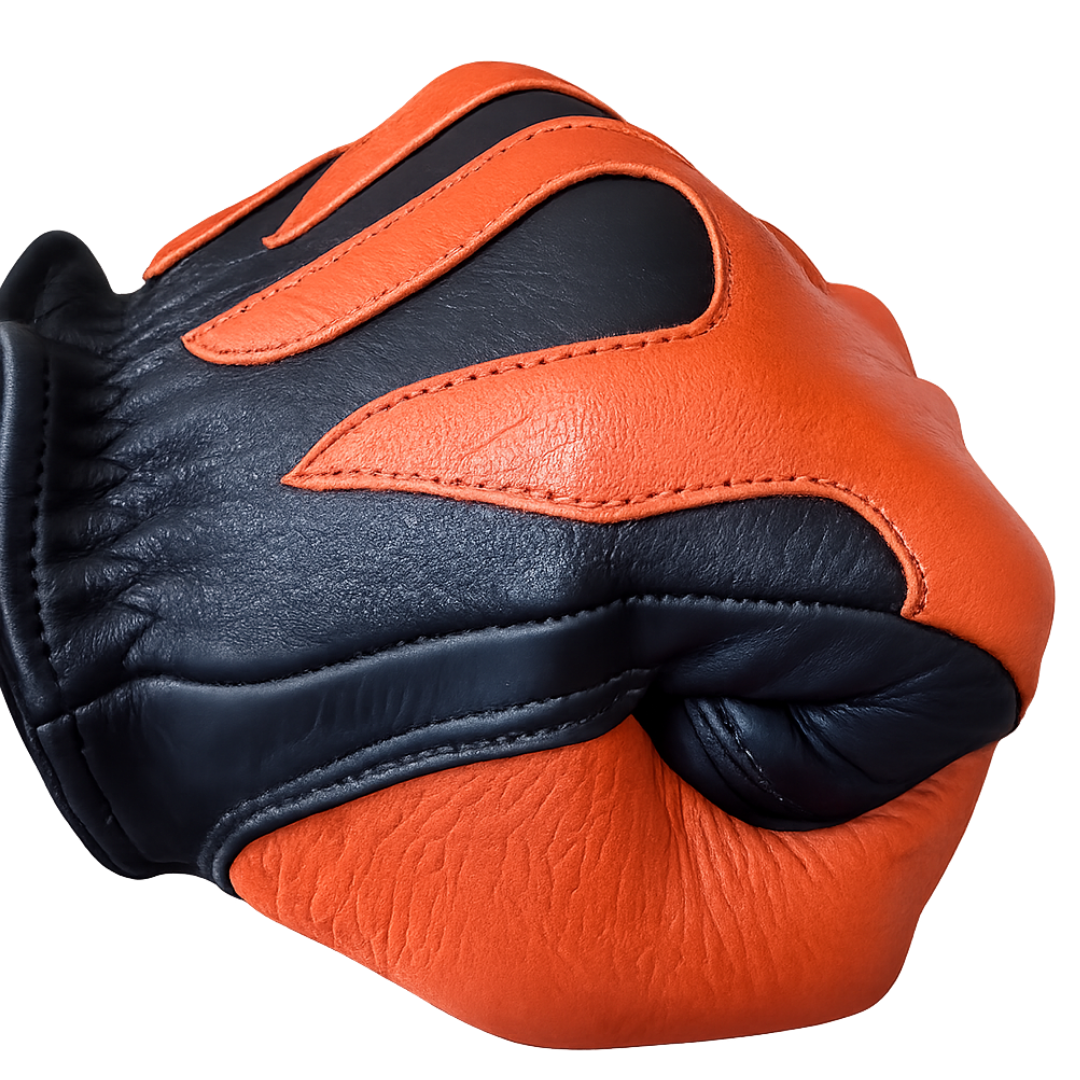Legendary 'Spitfire' Black/Rust Deerskin Short Wrist Touchscreen Motorcycle Gloves