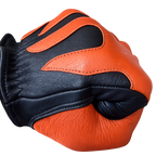 Legendary 'Spitfire' Black/Rust Deerskin Short Wrist Touchscreen Motorcycle Gloves
