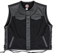 Size: 2XL Black Denim & Leather Motorcycle Vest Final Sale Ships Same Day