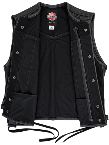 Size: 2XL Black Denim & Leather Motorcycle Vest Final Sale Ships Same Day