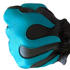 Spitfire Black Blue Flame Gloves in black deerskin made in USA, a motorcycle glove — view 2 of 4
