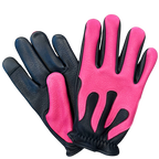 Legendary 'Spitfire' Black/Neon Pink Deerskin Short Wrist Touchscreen Motorcycle Gloves
