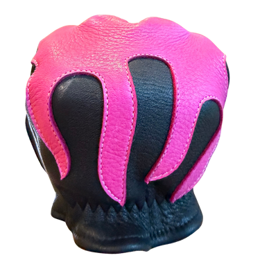 Legendary 'Spitfire' Black/Neon Pink Deerskin Short Wrist Touchscreen Motorcycle Gloves
